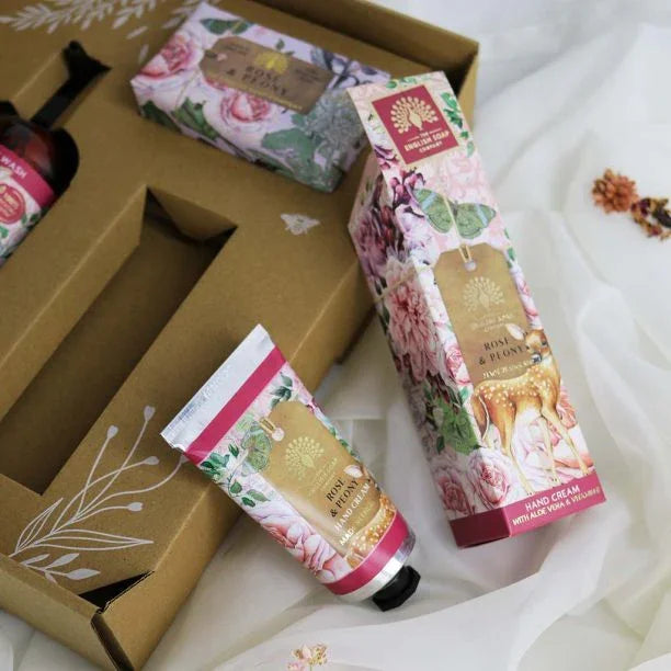 English Soap Company - Anniversary Collection - Hand & Body Gift Set - Rose & Peony