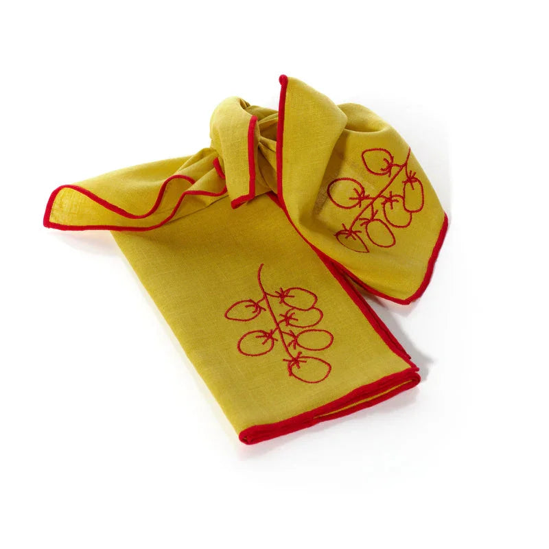 MÆGEN Linen Embroidered Napkins 'Vine Tomatoes'