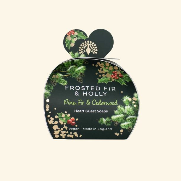 Christmas Tidings Frosted Fir and Holly Heart Guest Soaps