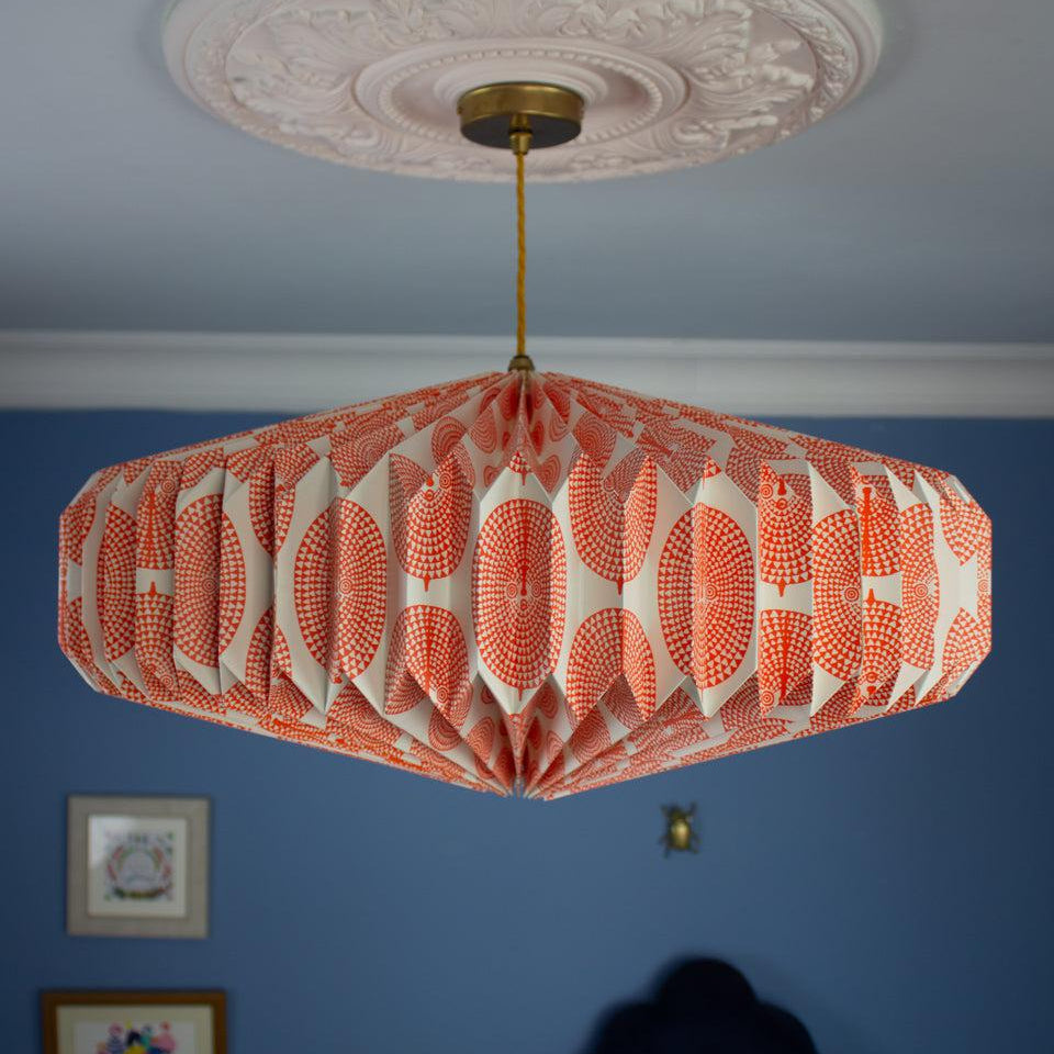 Origami Paper Lightshade Saucer 'Orange Sun Mask'