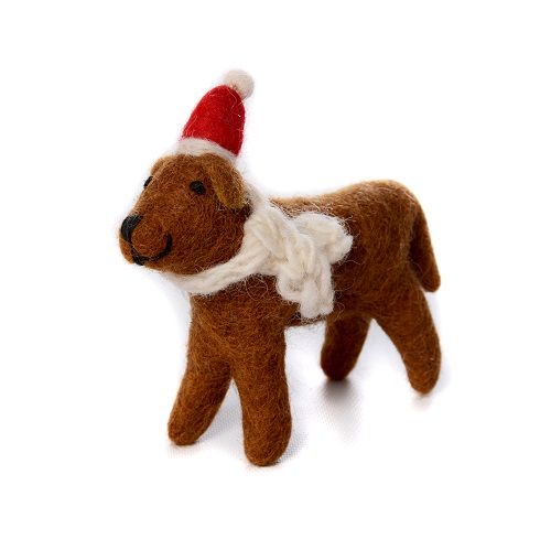 Chocolate Labrador with Hat & Scarf