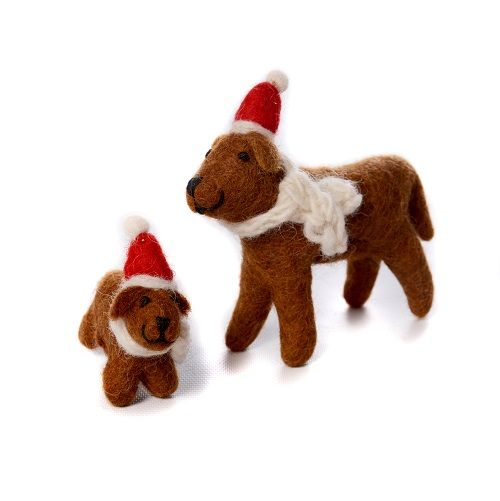 Chocolate Labrador with Hat & Scarf