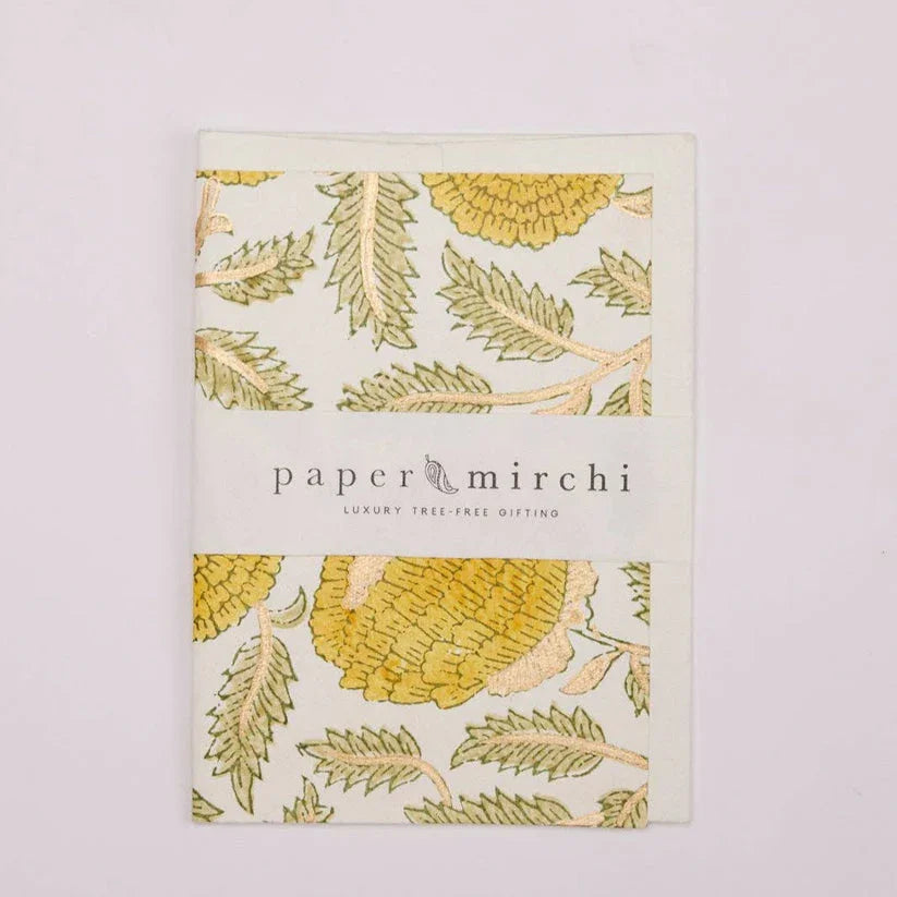 Marigold Glitz Sunshine - Hand Block Printed Greeting Card