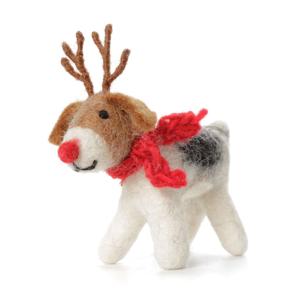 Fox Terrier with Antlers
