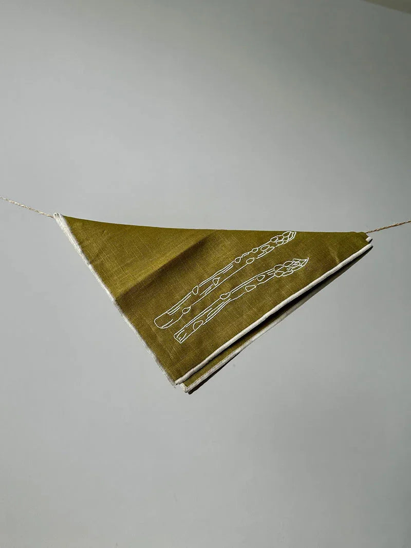 MÆGEN Linen Embroidered Napkins 'Asparagus'