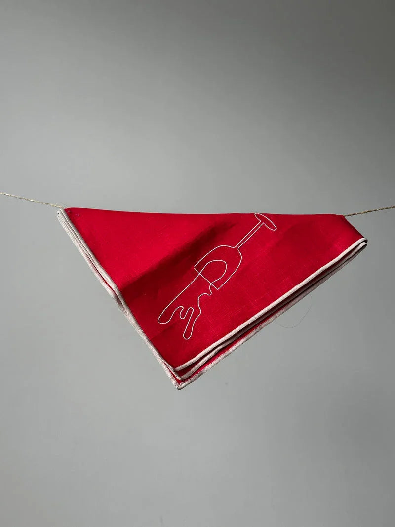 MÆGEN Linen Embroidered Napkins 'Wine'