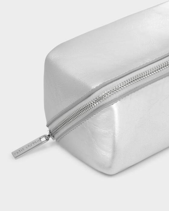 Fold-Out Mirror Makeup Bag Silver- Katie Loxton