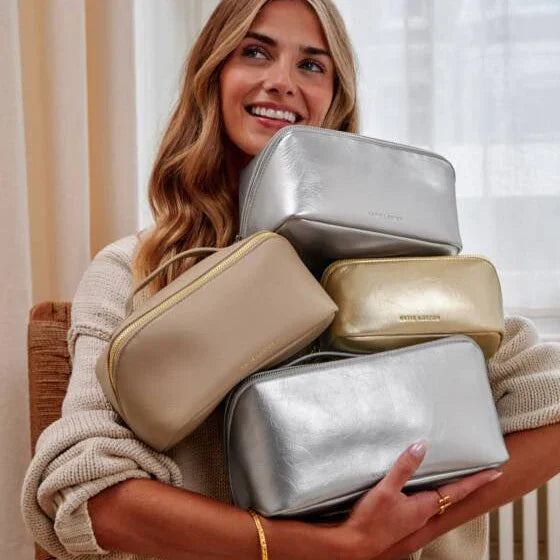 Fold-Out Mirror Makeup Bag Gold - Katie Loxton