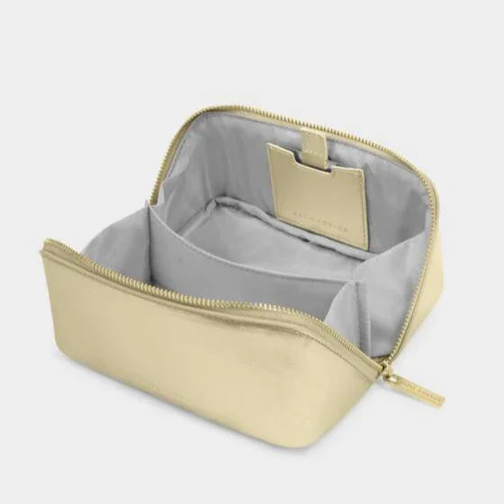 Fold-Out Mirror Makeup Bag Gold - Katie Loxton