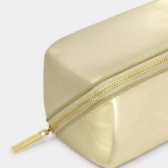 Fold-Out Mirror Makeup Bag Gold - Katie Loxton
