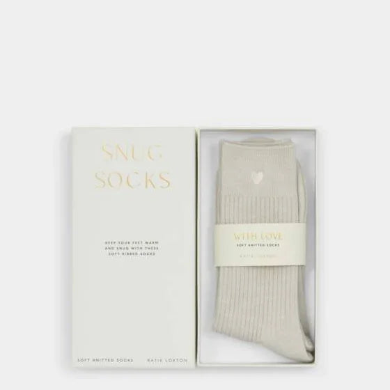 Gift Boxed Heart Off White Socks - Katie Loxton