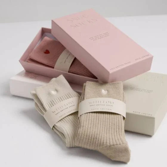 Gift Boxed Heart Socks Blush Pink - Katie Loxton