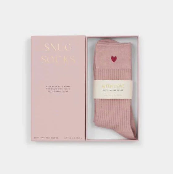 Gift Boxed Heart Socks Blush Pink - Katie Loxton