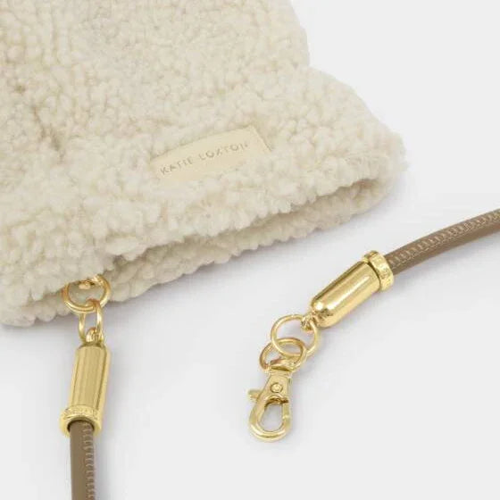 Cream Teddy Mittens on String - Katie Loxton