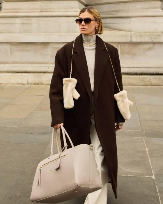 Cream Teddy Mittens on String - Katie Loxton