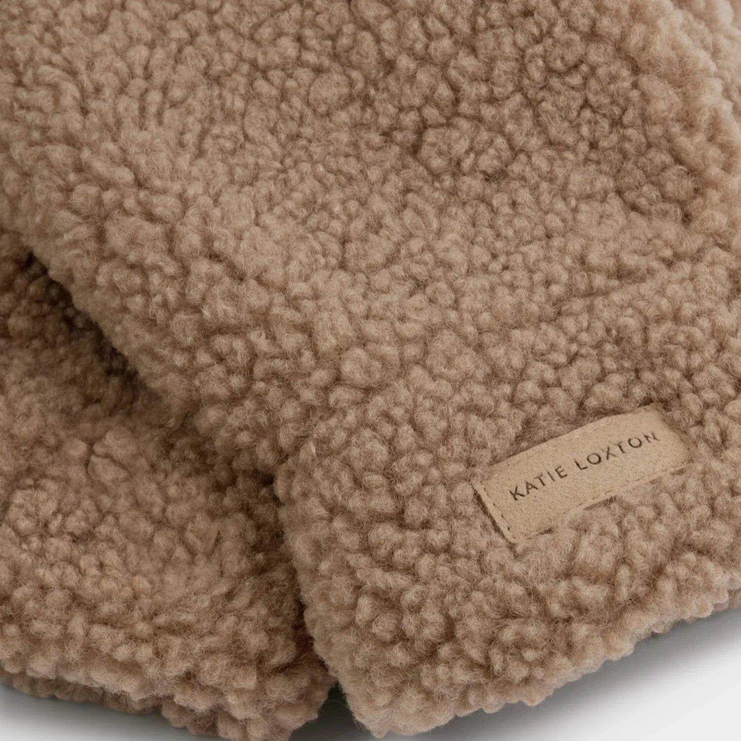 Tan Teddy Mittens on String - Katie Loxton