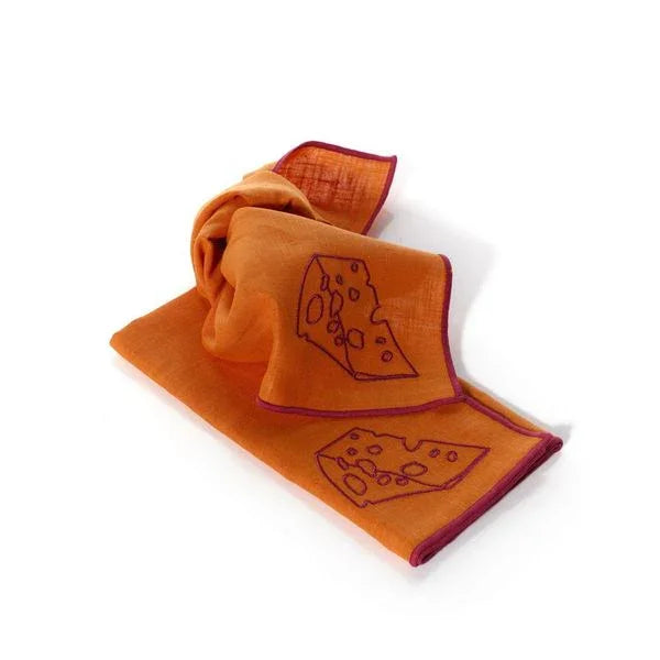MÆGEN Linen Embroidered Napkins 'Cheese'