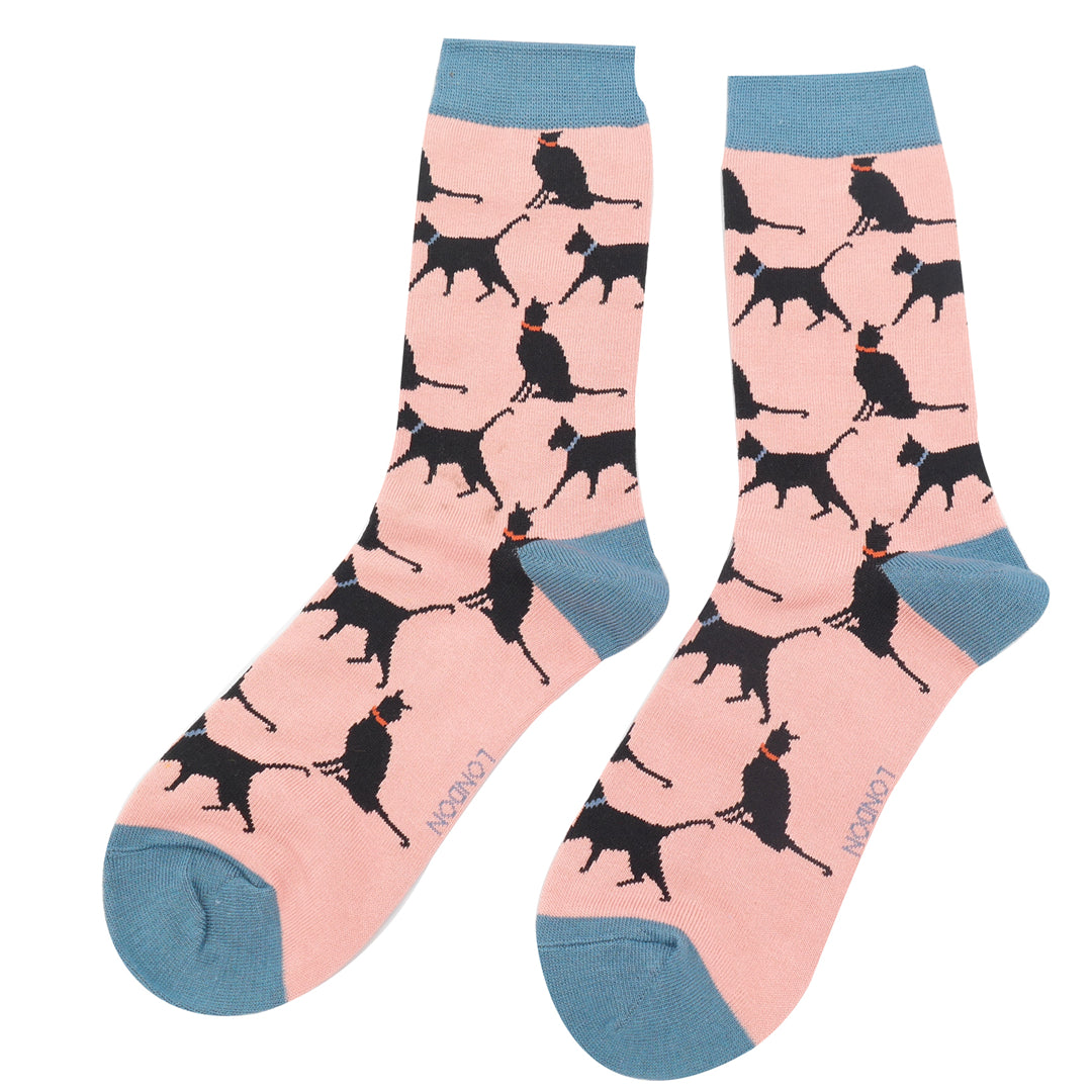 Miss Sparrow Lucky Cats Socks Dusky Pink
