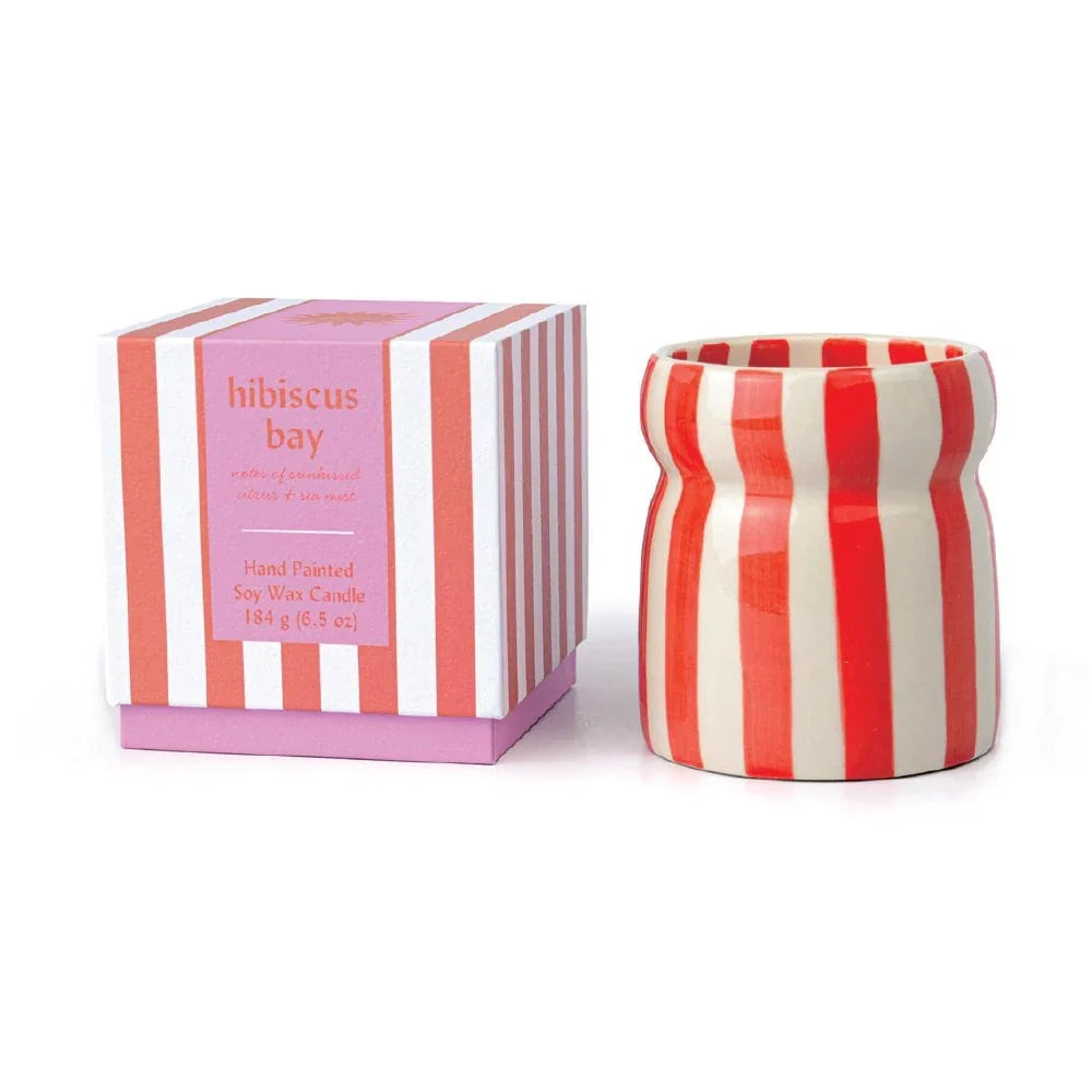 Cabana Red Striped Hibiscus Bay Candle