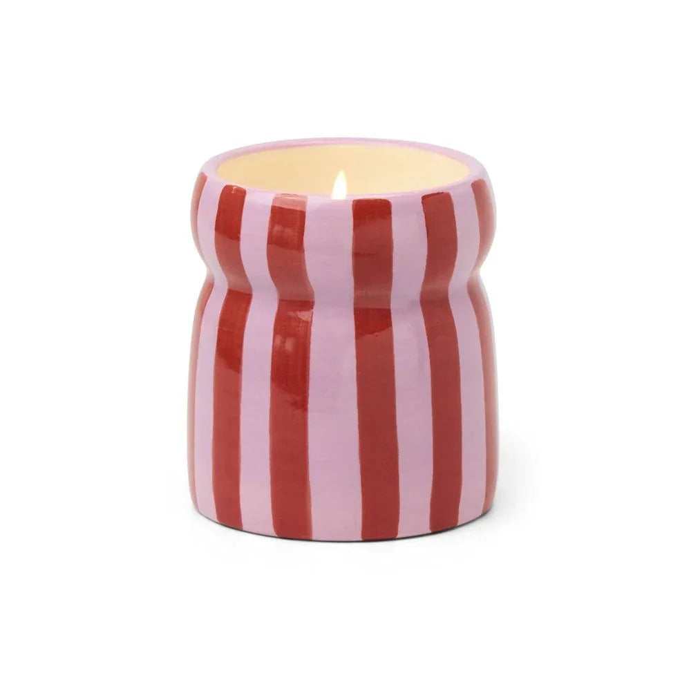 Paddywax Red & Pink Striped Pink Peppermint Candle