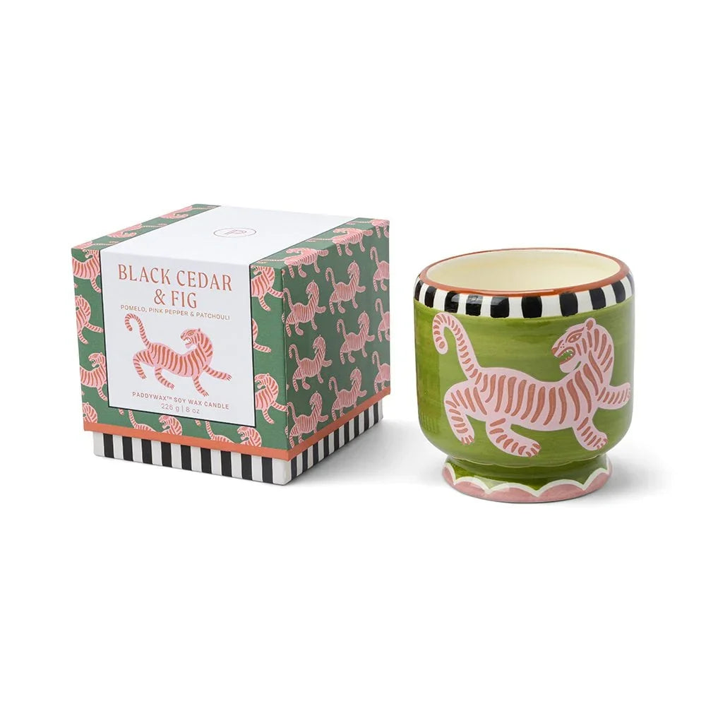 Tiger Black Cedar & Fig Soy Wax Candle