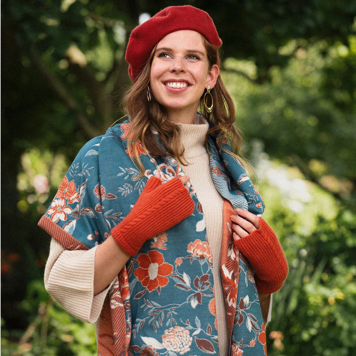 Fleur Wool Beret - Terracotta