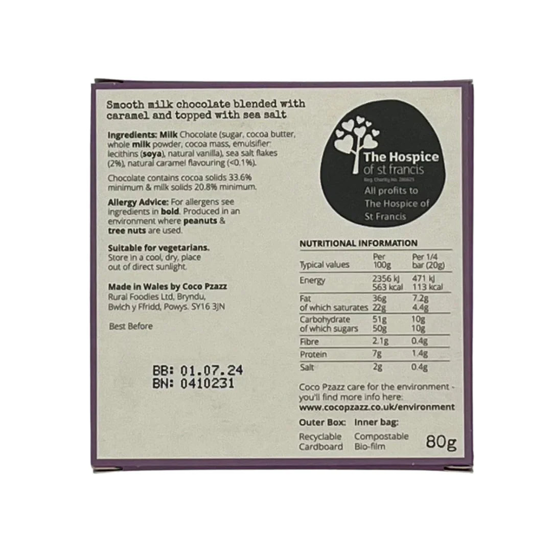 Coco Pzazz - Sea Salt Caramel Milk Chocolate 80g
