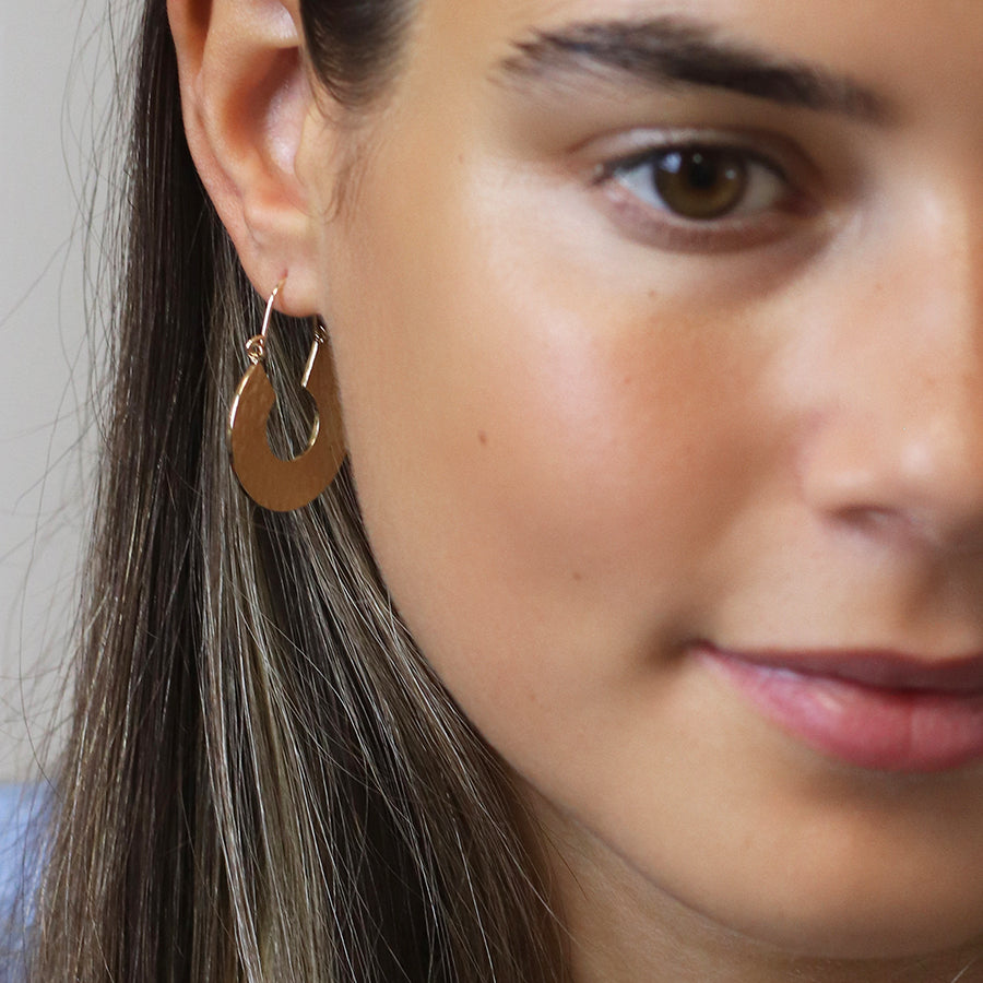 Faux Gold Hammered C-Hoop Earrings