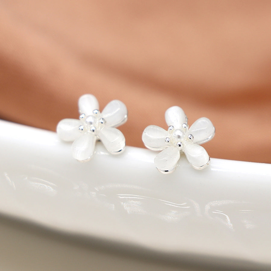 Silver Plated Strawberry  & Flower Triple Stud Set