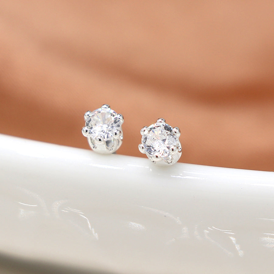 Silver Plated Strawberry  & Flower Triple Stud Set