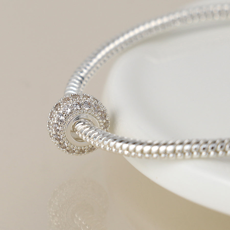 POM - Silver Plated Pave Crystal Hoop Bracelet