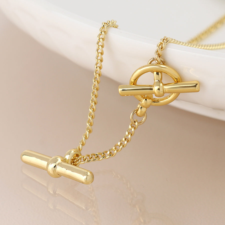 POM - Golden Chunky Chain & T-Bars Necklace