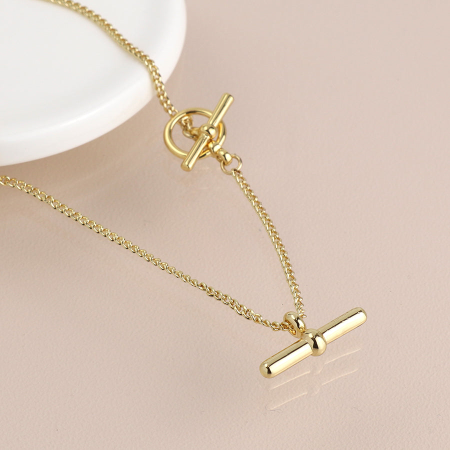 POM - Golden Chunky Chain & T-Bars Necklace
