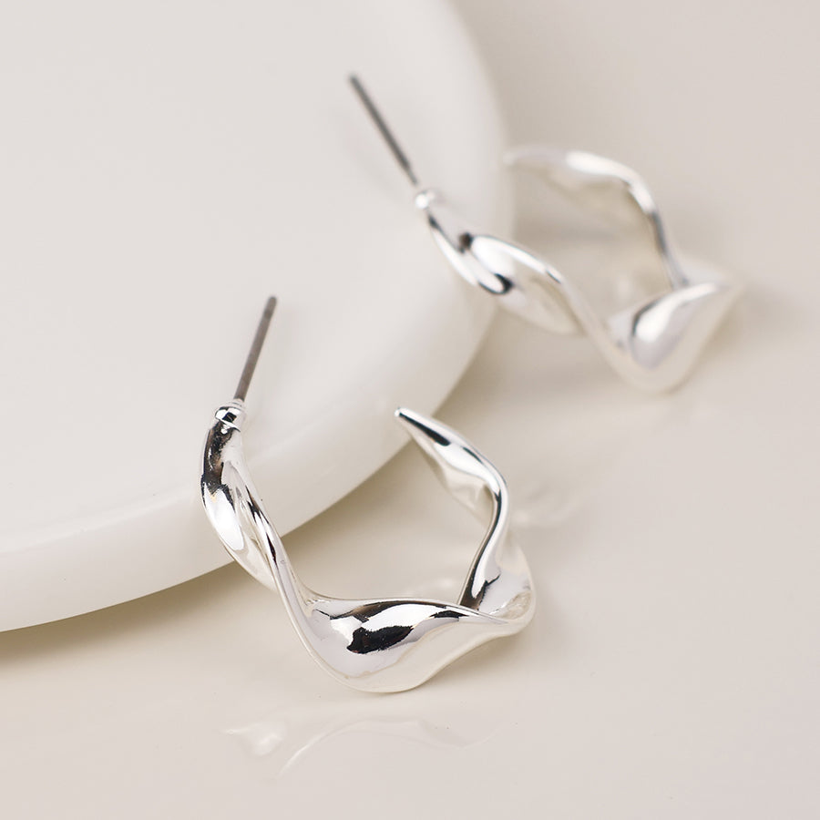 Silver Plated Wave Hoop Earring