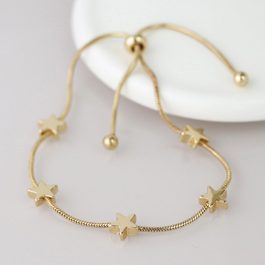 POM -Golden Snake Chain & Stars Adjustable Bracelet