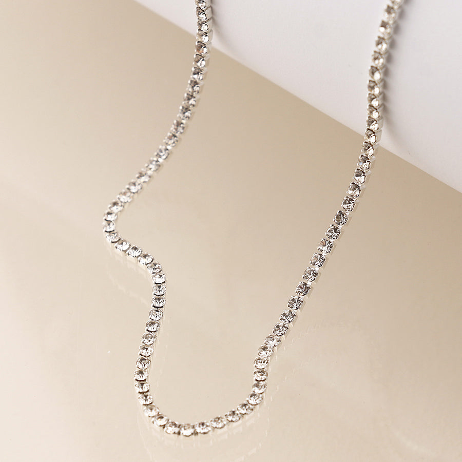 Fine Elegant Crystal Silver Plated Necklace