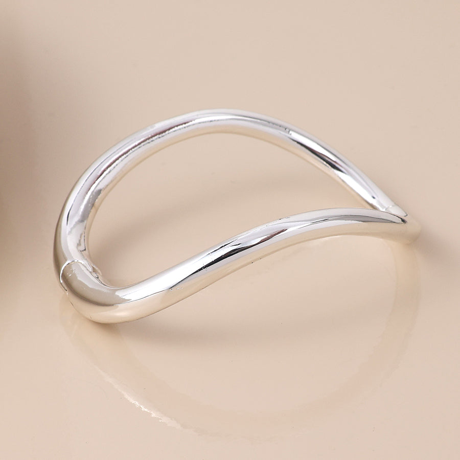 POM - Silver Plated Simple Curve Hinged Bangle