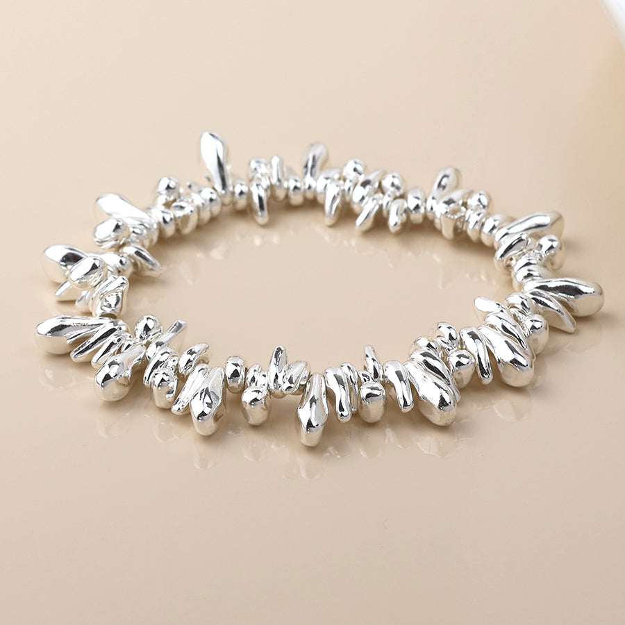 POM -Silver Plated Organic Droplets Bracelet