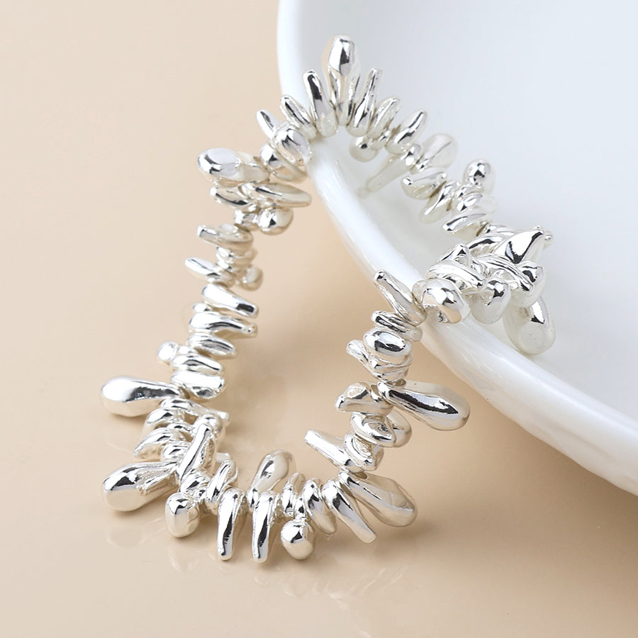 POM -Silver Plated Organic Droplets Bracelet