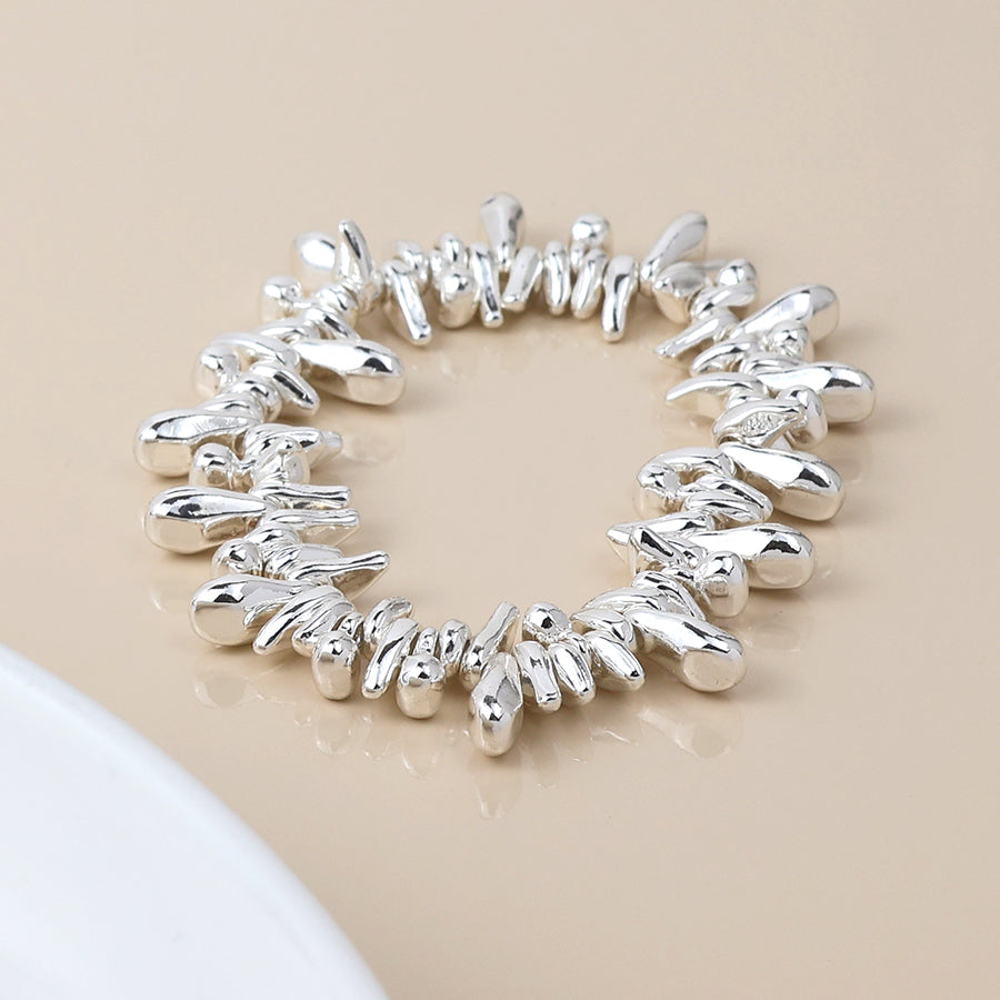 POM -Silver Plated Organic Droplets Bracelet