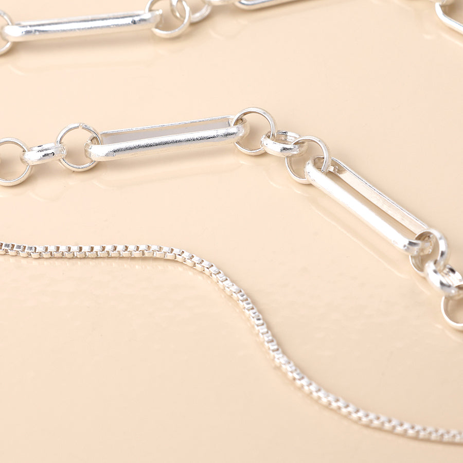 POM - Silver Plated Double Layer Mottled Pendants