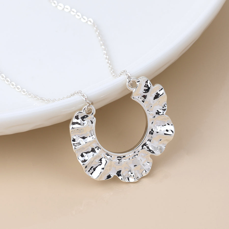 POM - Silver Plated Textured Wave Necklace