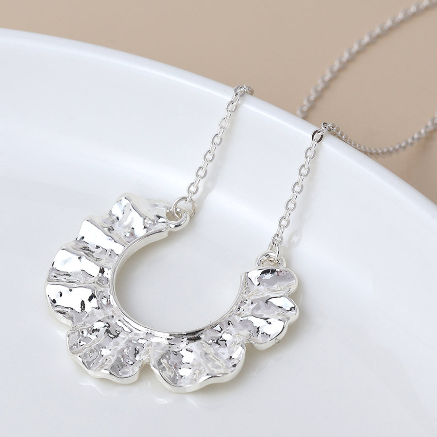 POM - Silver Plated Textured Wave Necklace