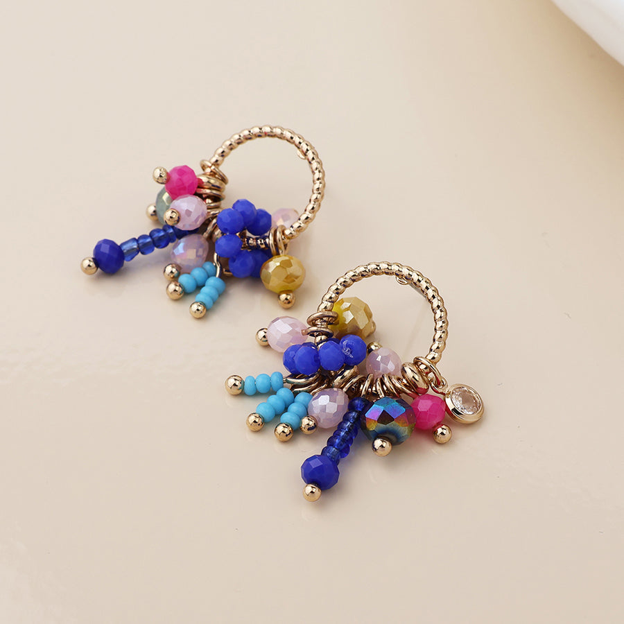 POM -Golden Hoop and Beads Earrings