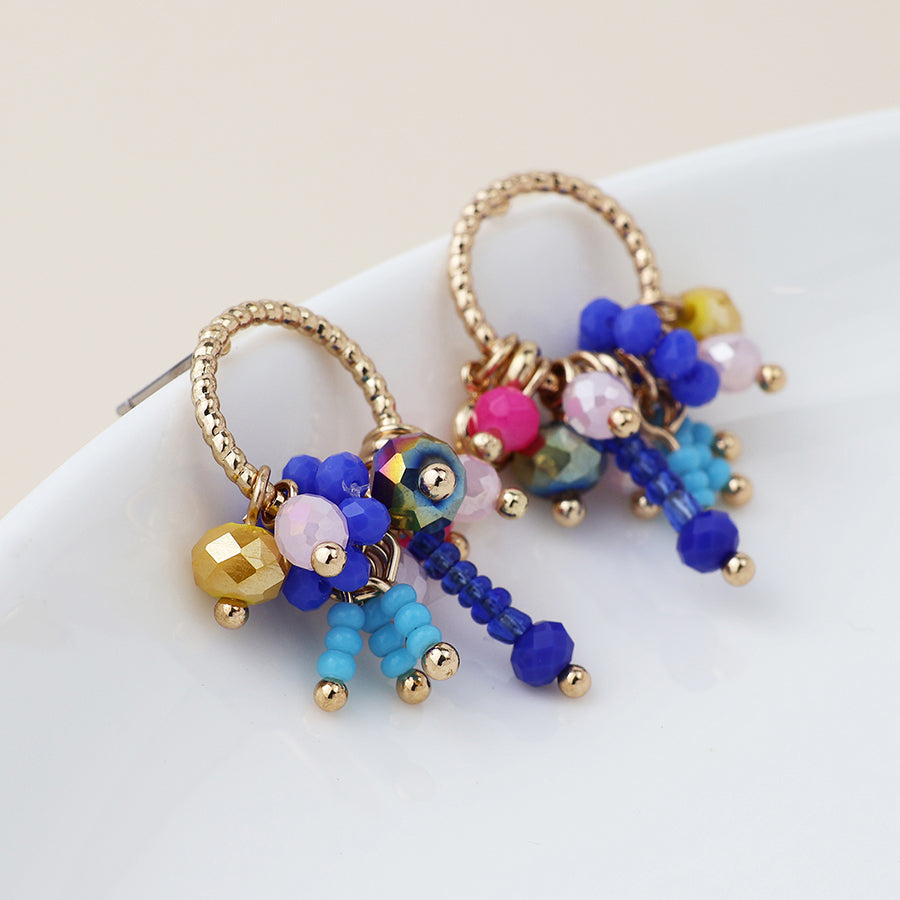 POM -Golden Hoop and Beads Earrings