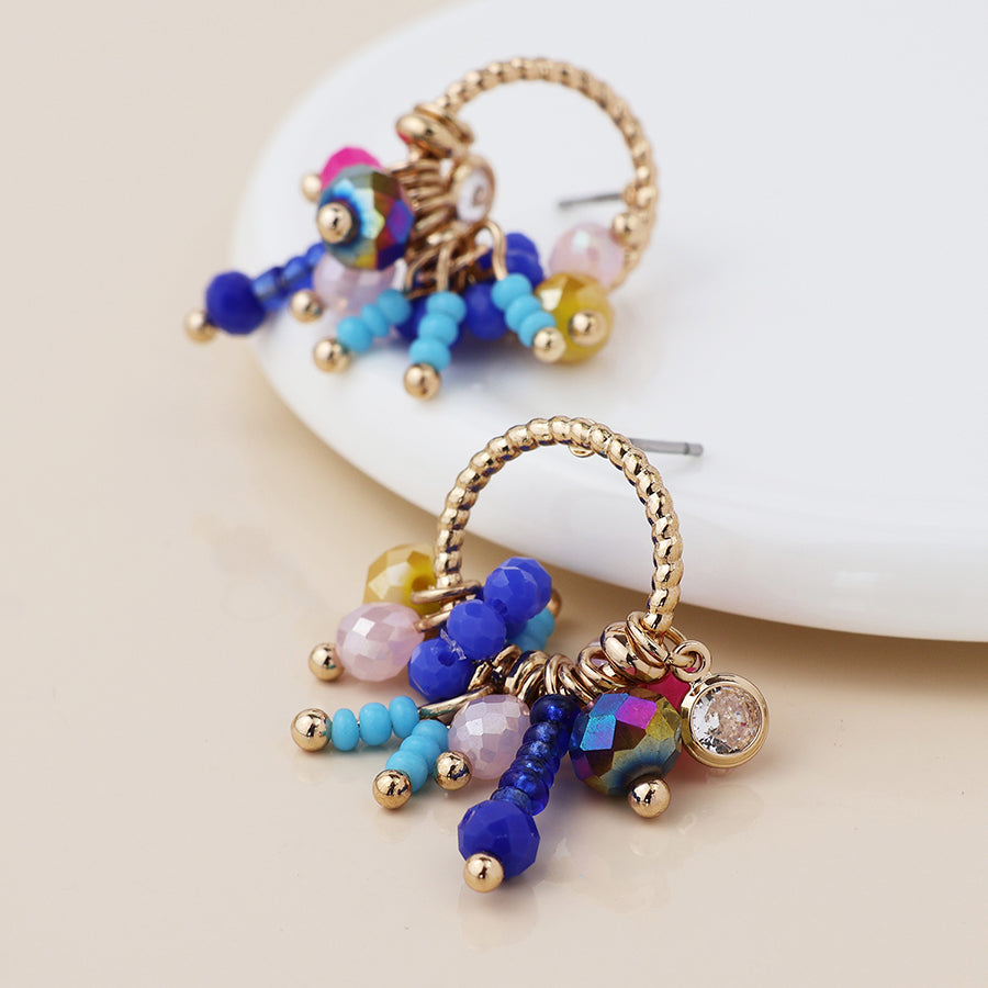 POM -Golden Hoop and Beads Earrings
