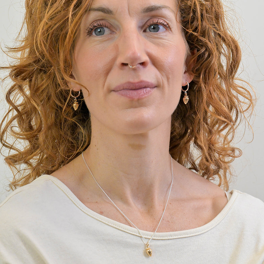 POM - Silver Plated & Golden Strawberry Necklace