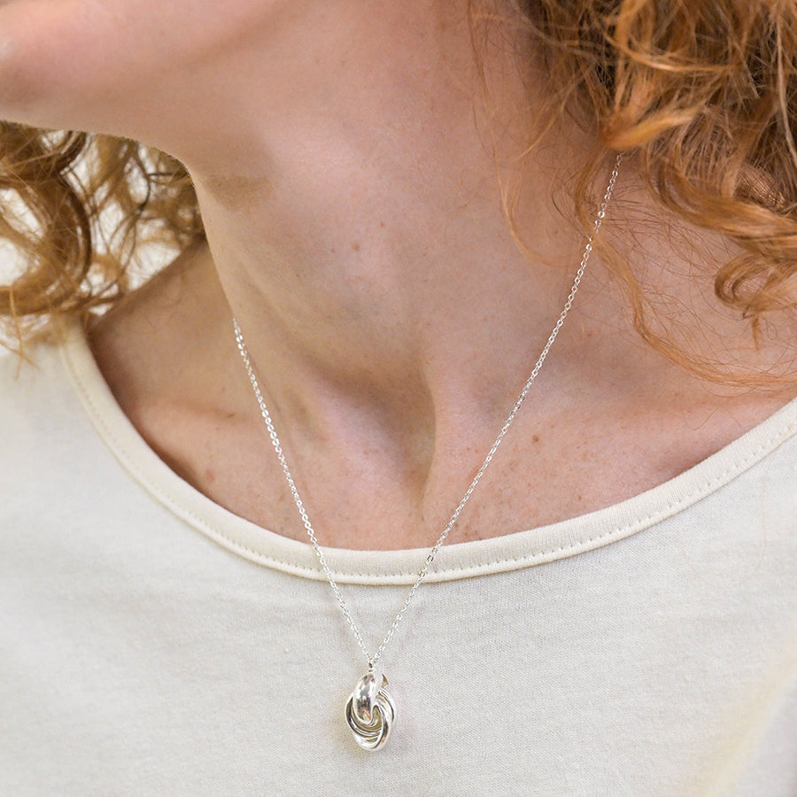 POM - Silver Plated Polished Knot Necklace