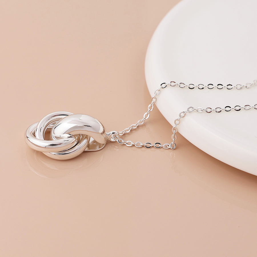 POM - Silver Plated Polished Knot Necklace
