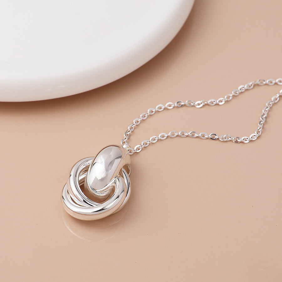 POM - Silver Plated Polished Knot Necklace